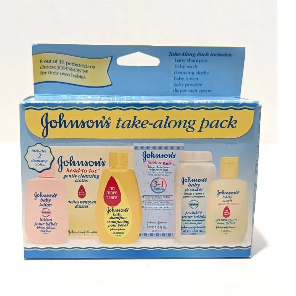 Johnson's Baby Take Along Pack 7pc MINI Bath Kit 2003 Vtg SEALED